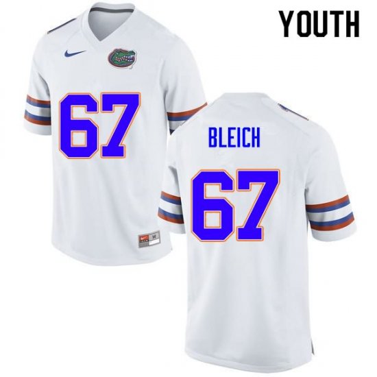 Youth Florida Gators #67 Christopher Bleich NCAA Nike White Authentic Stitched College Football Jersey EMP3562LK